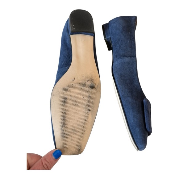 Talbots Sutton Flats Indigo Blue Square Toe Ballet Size 7M Preppy Career Causal - Picture 8 of 16